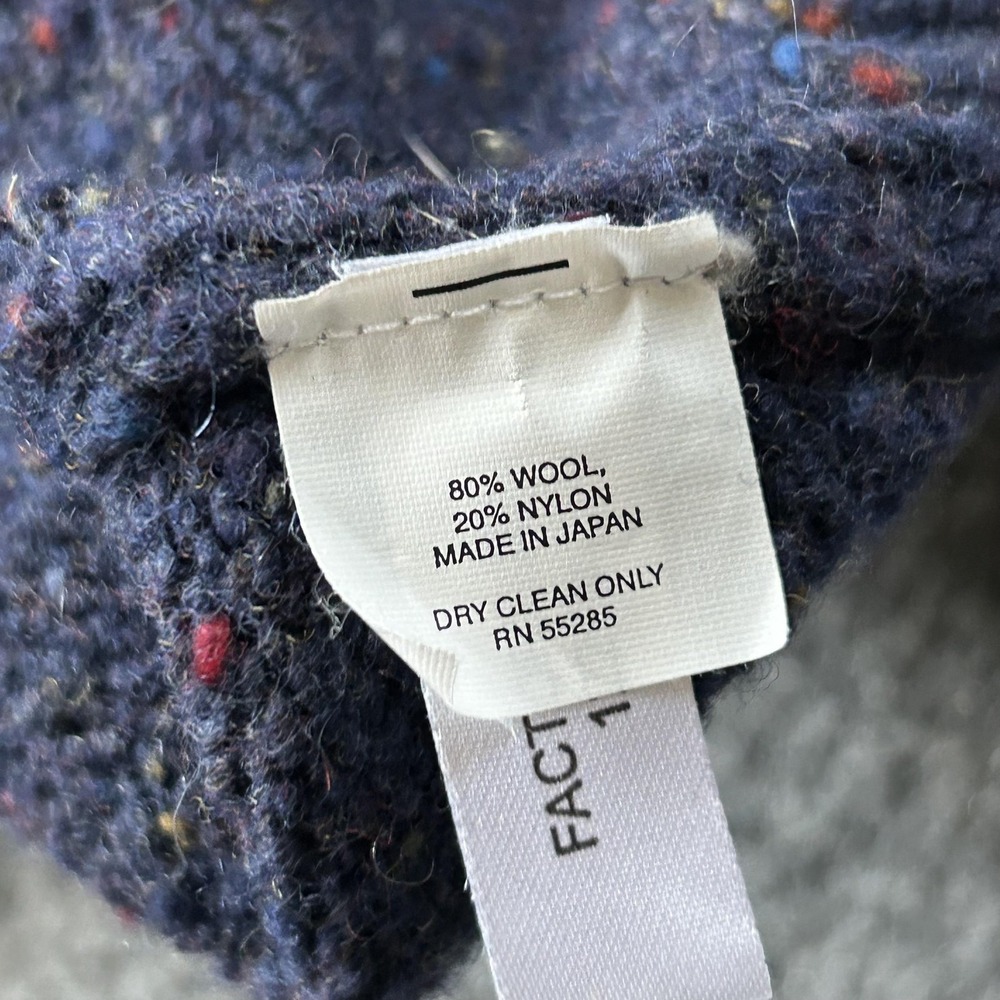 Express Sweater Mens Large Navy Wool Blend Quarter‎ Zip Fair Isle Made Japan - Picture 5 of 10